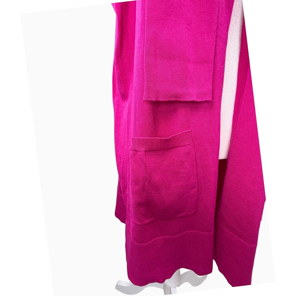 Nine West Womens XXL Magenta Pink Longline Open Front Cardigan Sweater 2 Pockets - Picture 5 of 11